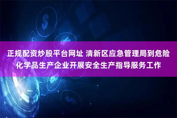 正规配资炒股平台网址 清新区应急管理局到危险化学品生产企业开展安全生产指导服务工作
