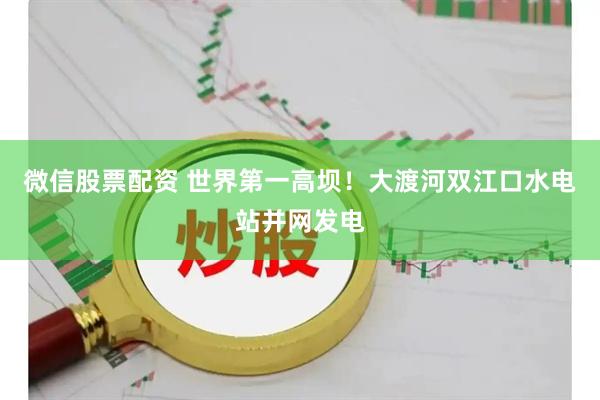微信股票配资 世界第一高坝！大渡河双江口水电站并网发电